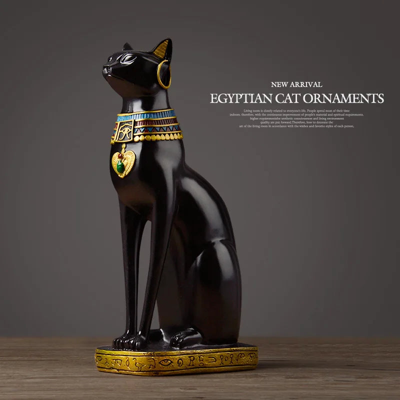 Gato egípcio resina artesanato decoração de casa vintage moderno baster deusa deus faraó estatueta estátua para ornamentos de mesa presente