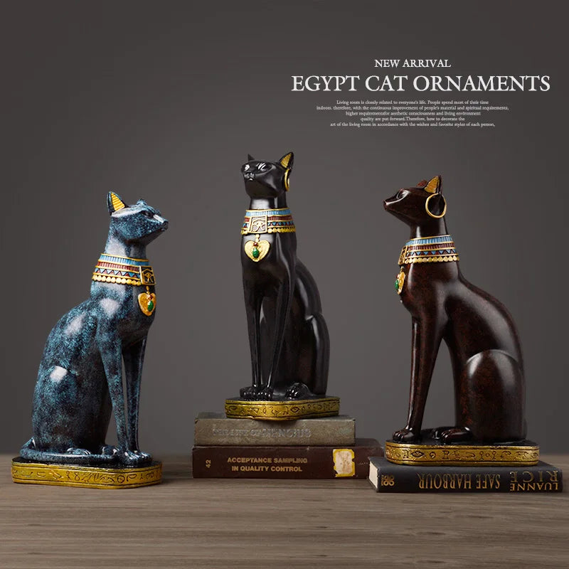 Gato egípcio resina artesanato decoração de casa vintage moderno baster deusa deus faraó estatueta estátua para ornamentos de mesa presente