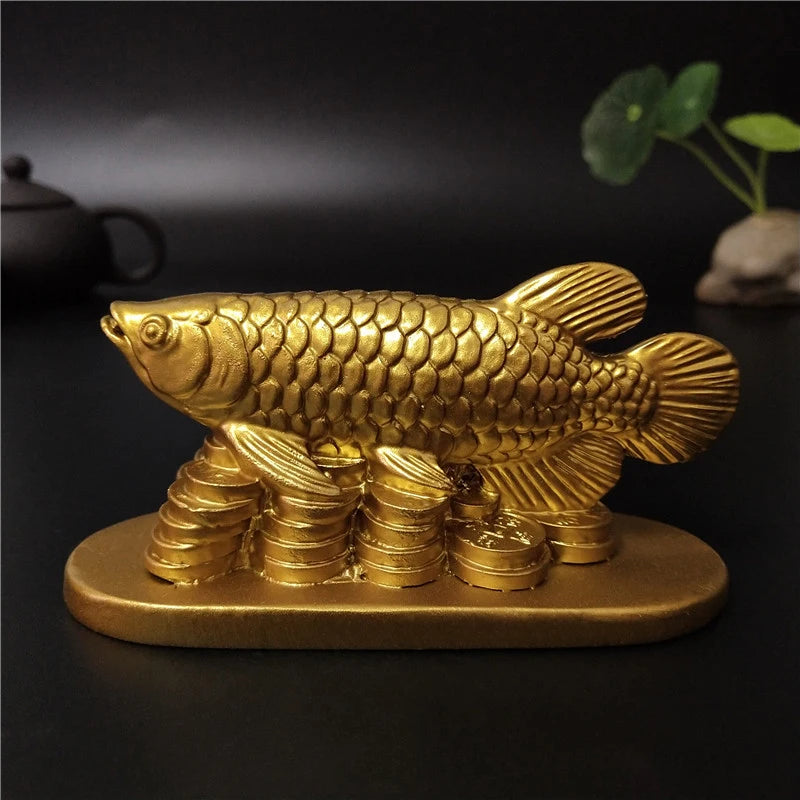 Estatuetas de estátuas de peixes dourados, ornamentos da sorte, decoração de casa, feng shui chinês, estátua de buda, escultura, artesanato em resina, presentes