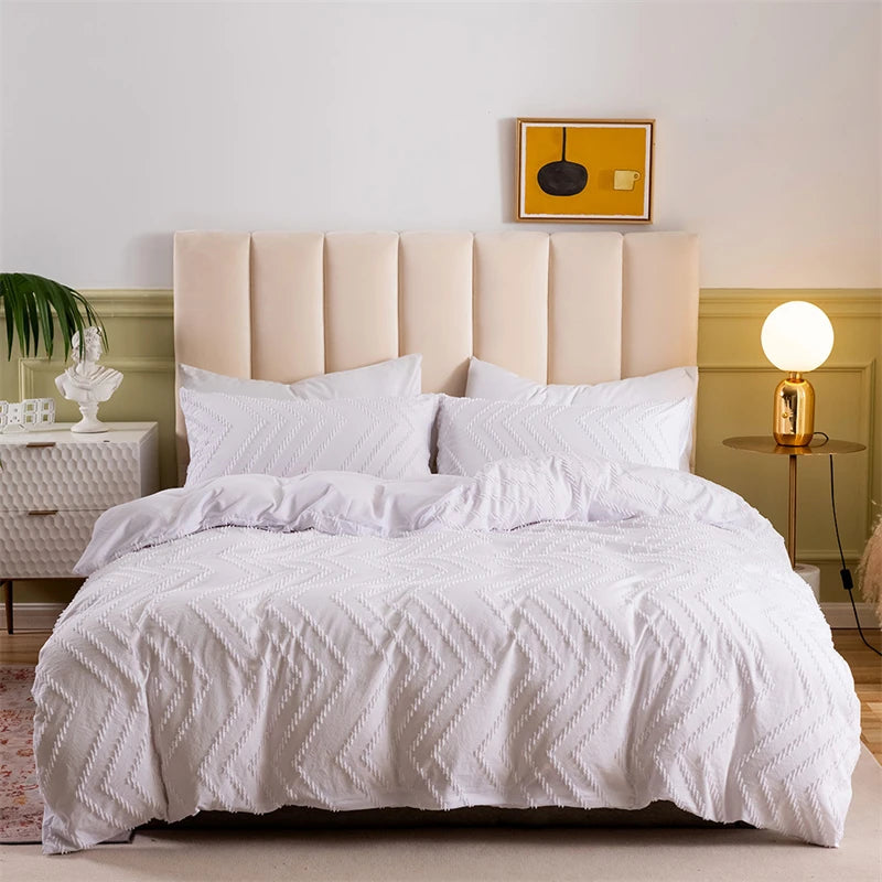 Conjunto de cama queen com corte ondulado, de alta qualidade, confortável, ondulado, listrado, capa de edredom, cama de casal, solteiro, conjuntos de capa de edredom