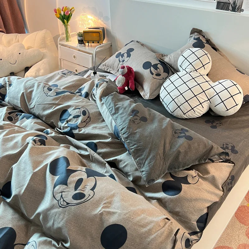 Disney mickey mouse conjunto de cama criança único duplo king size folha plana capa edredão fronha roupa cama casa têxtil