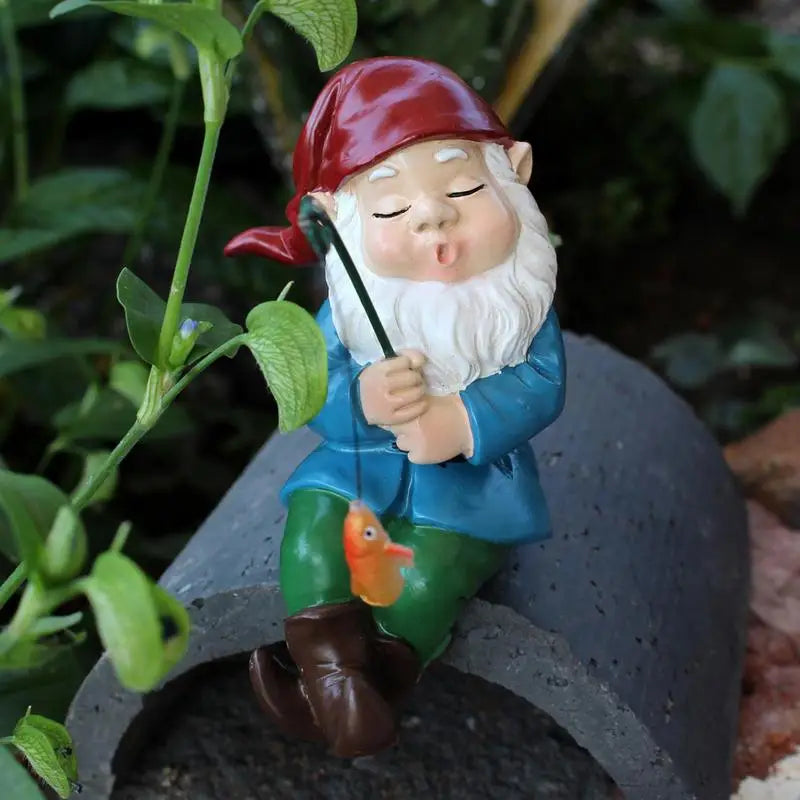 Jardim de pesca gnome estátua anão de pesca recebe pequeno pescador engraçado artesanato em resina jardim gnome decorações ao ar livre para