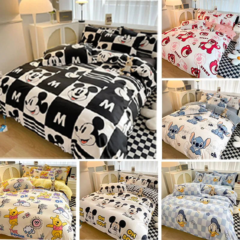 Disney mickey minnie lotso conjunto de cama capa edredão folha fronha duplo único rei rainha gêmeo tamanho casa têxtil