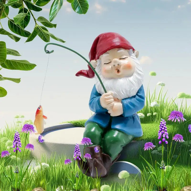 Jardim de pesca gnome estátua anão de pesca recebe pequeno pescador engraçado artesanato em resina jardim gnome decorações ao ar livre para